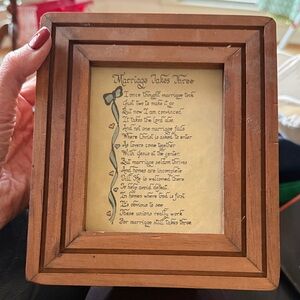 Vintage Wooden Box with the Poem Marriage Takes Three. Perfect gift
